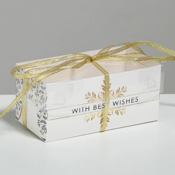 Коробка для капкейка With best wishes, 16 × 8 × 7.5 см - 1
